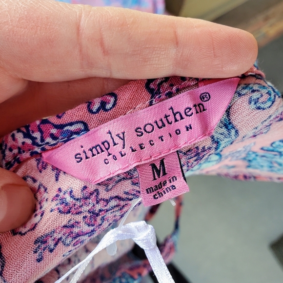 NWT Simply Southern Seahorse Pattern Maxi Dress Size Medium Pink Blue - Picture 4 of 15